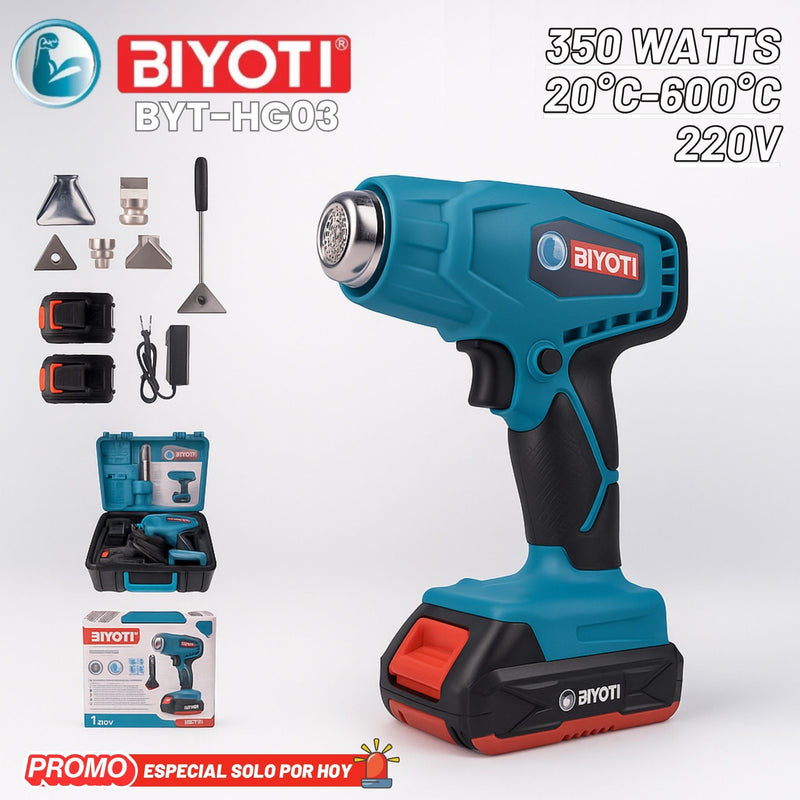®BIYOTI Pistola de Calor Inalámbrico | 2 Baterías