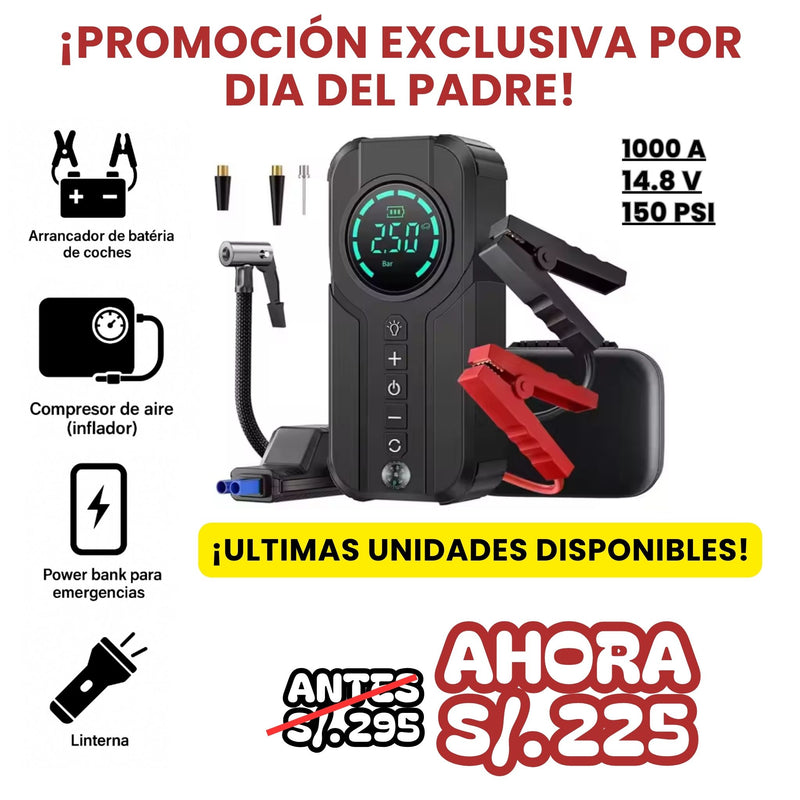 ARRANCADOR DE BATERIA PORTÁTIL 4 EN 1 + Funda de Tela + Manual Traducido