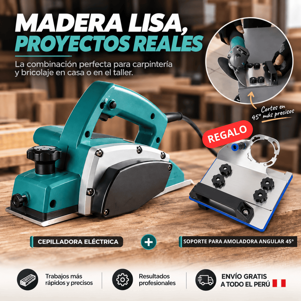 Combo Cepilladora Eléctrica Profesional + Regalo