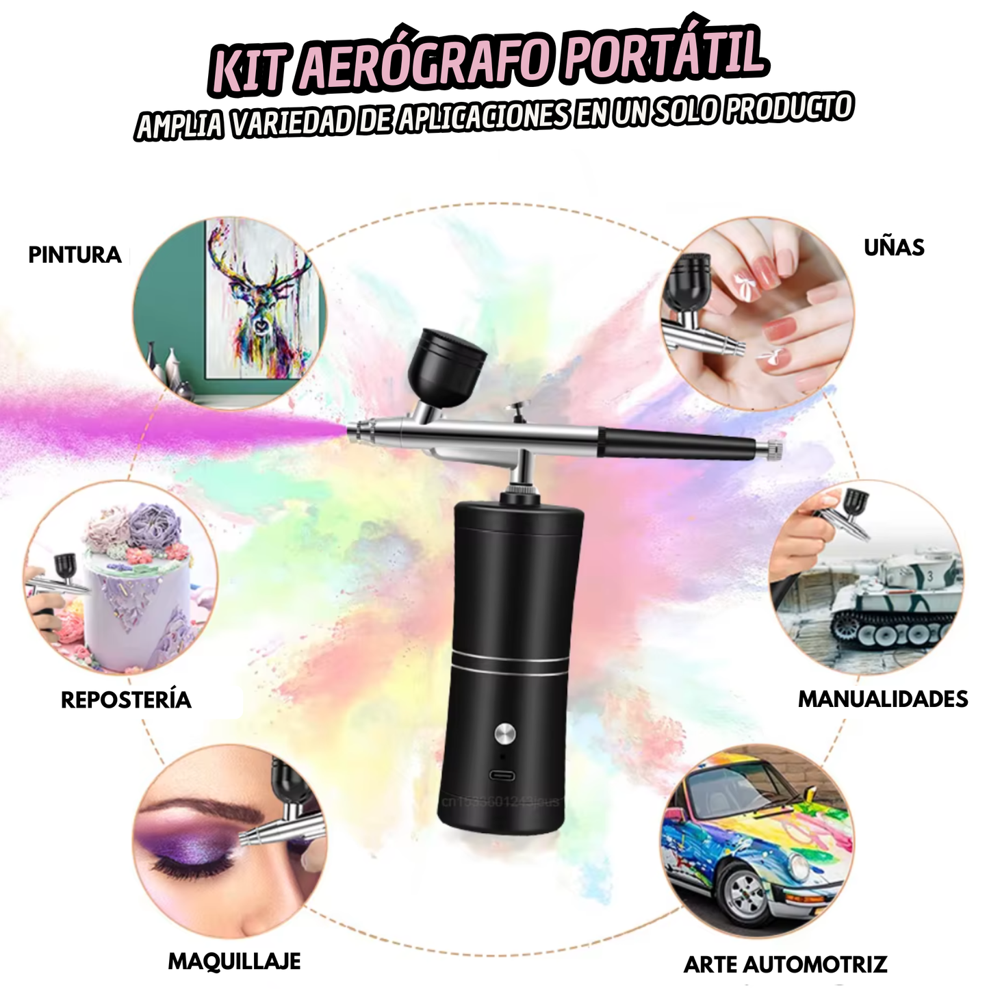 KIT AERÓGRAFO PORTÁTIL + Manual traducido + Videotutorial
